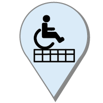 Logo: Rollstuhl auf Podest